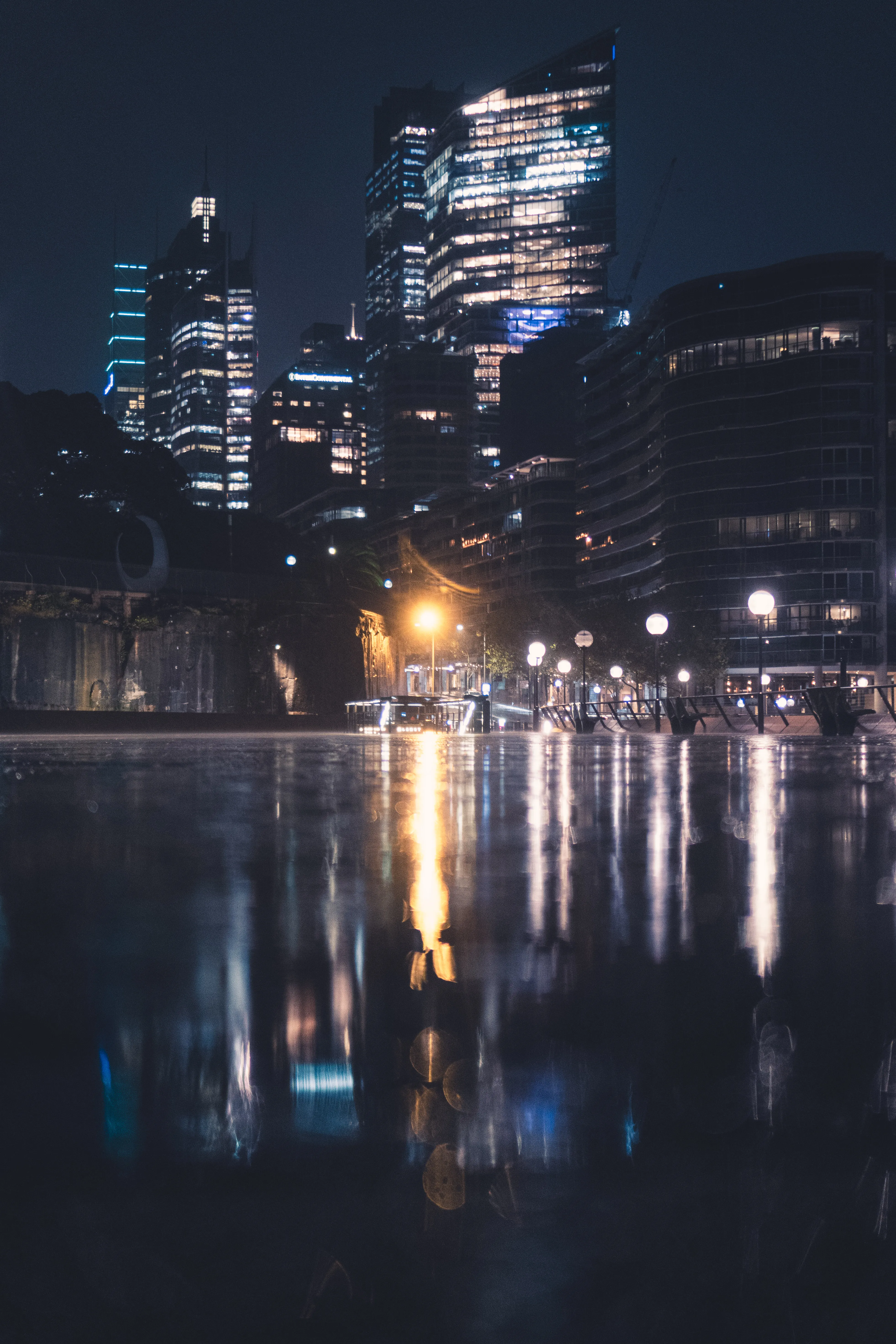 sydney city night reflections